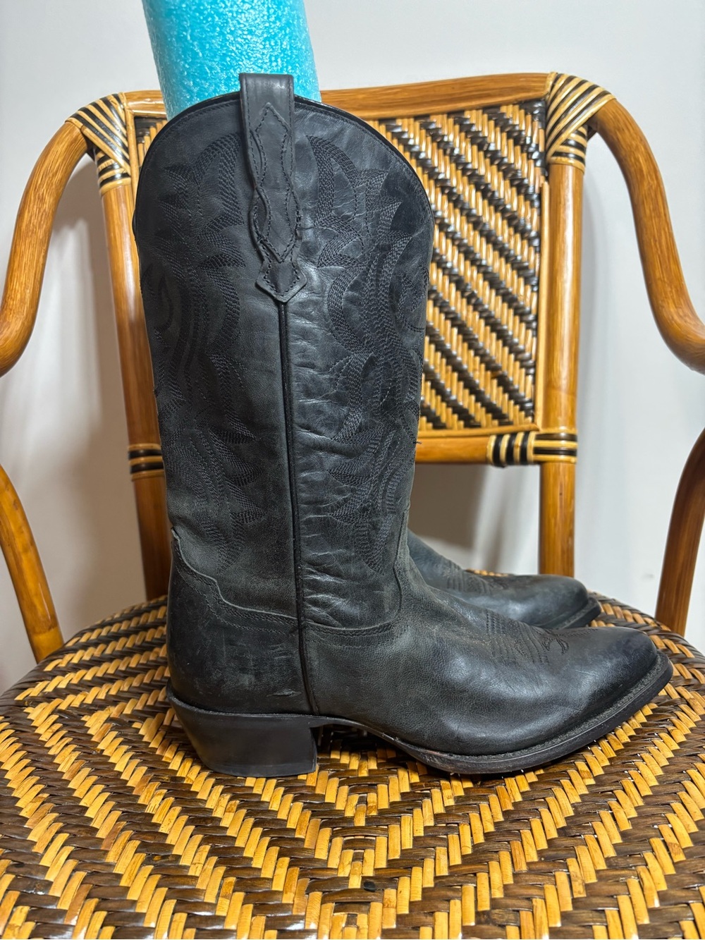 Shyanne Raven Western Cowgirl Leather Boots Round Toe 9B